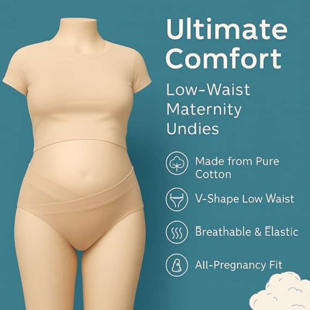 Tummy - Low Waist Maternity Panty Bamboo Cotton - Pack Of 2_M-L