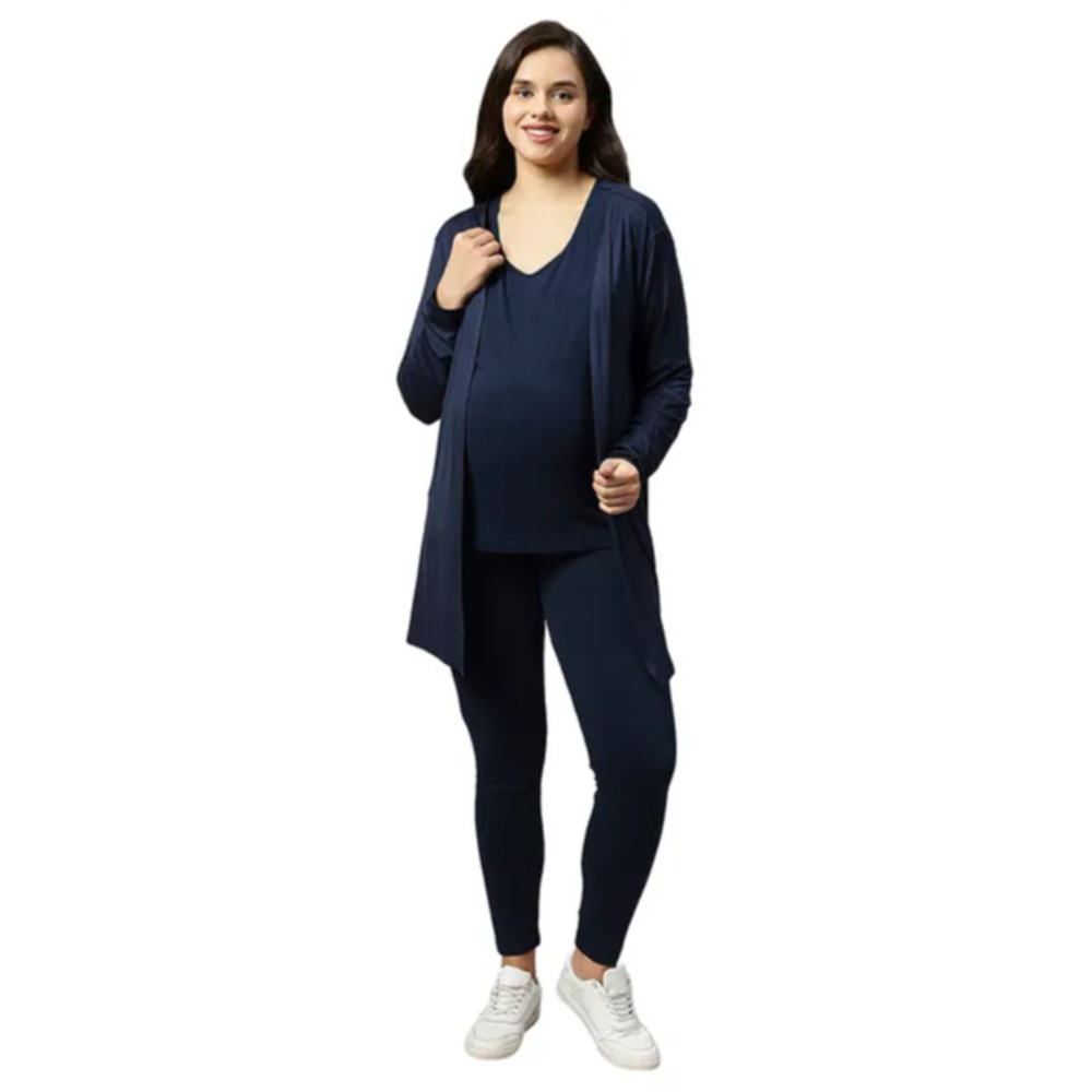 Tummy - Maternity Basic Active Wear Leggings - Dark Blue_2XL