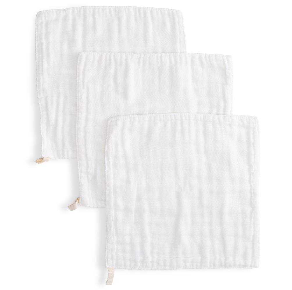 Anvi Baby – Organic Face & Burp Cloth / Towel Pack of 3 – White Crow