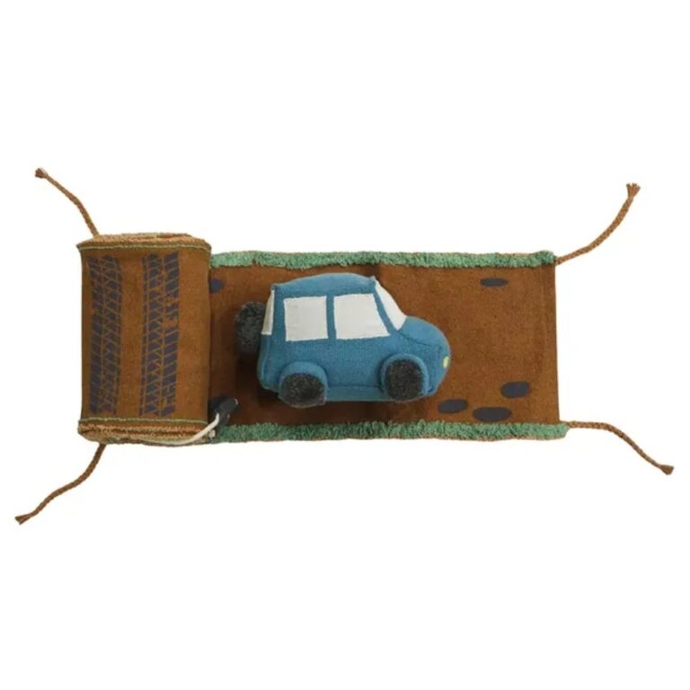 Lorena Canals – Soft Toy Ride & Roll Safari - Washable Cotton Play Mat & Vehicle Set