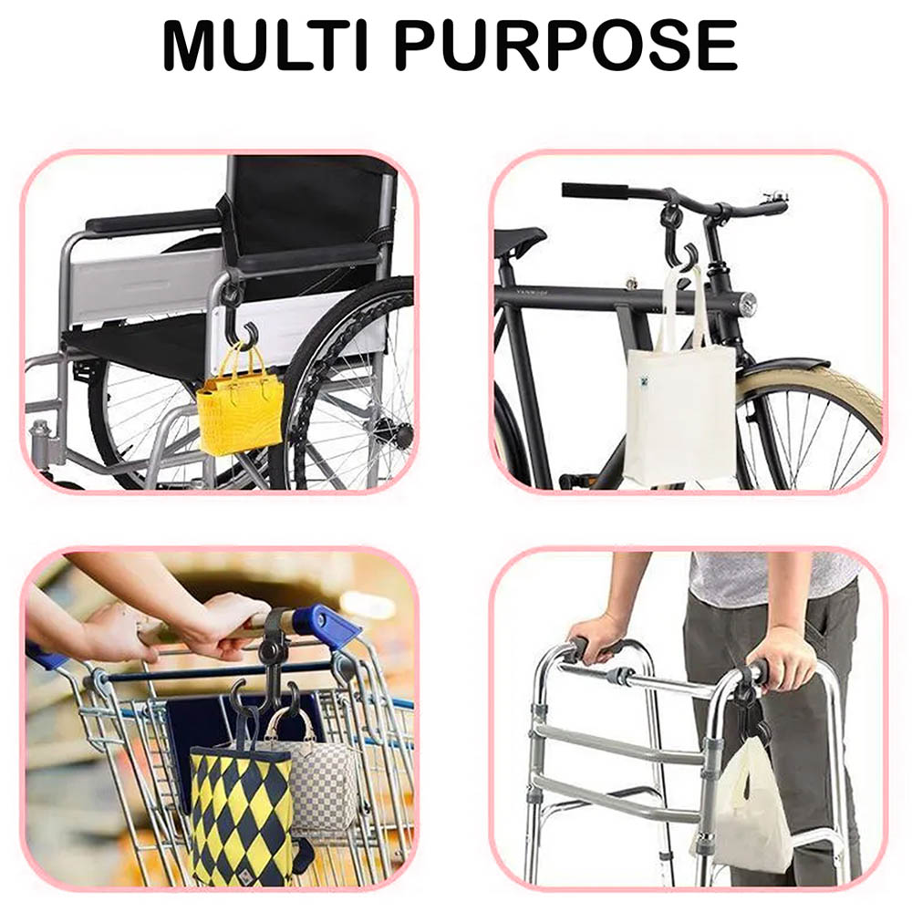 Sunveno – 360 Rotatable and Adjustable Velcro Strap Universal Multipurpose Stroller Hooks – 2Pcs