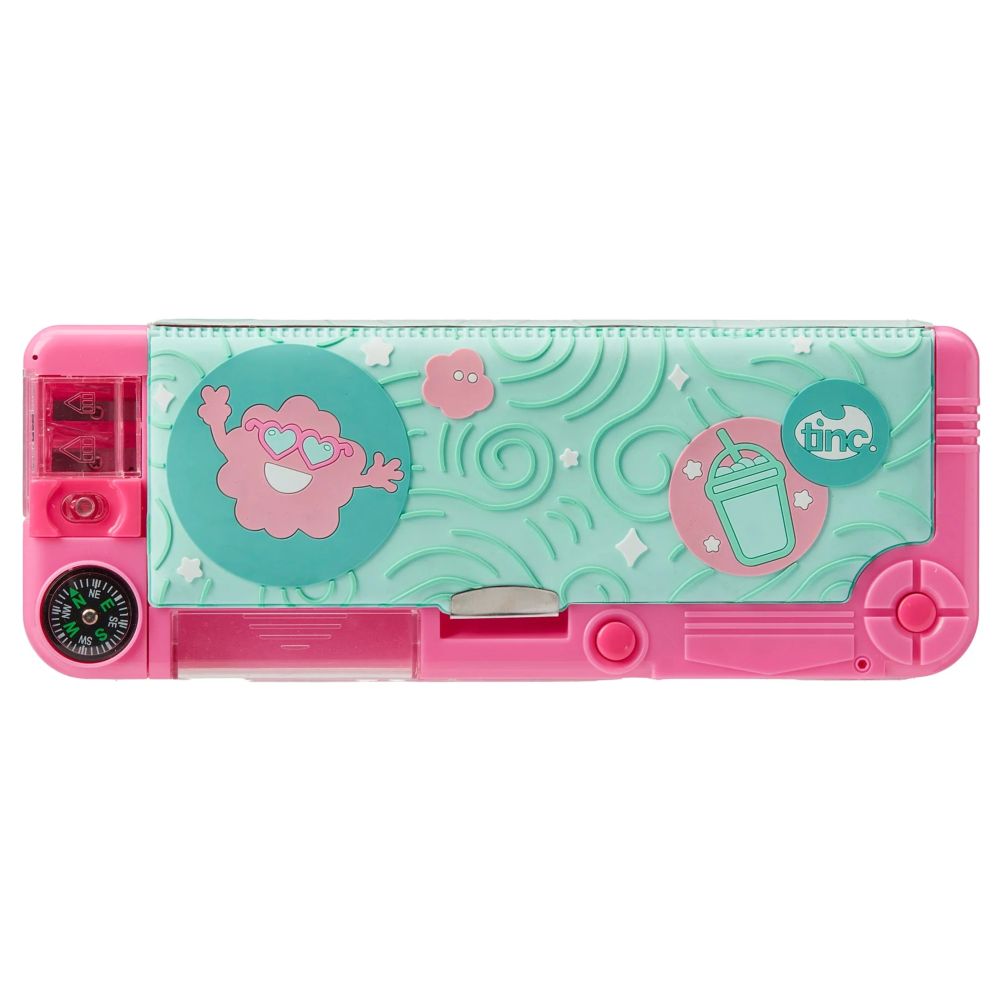Tinc – Mintee Filled Compartment Pencil Case – Green/Pink