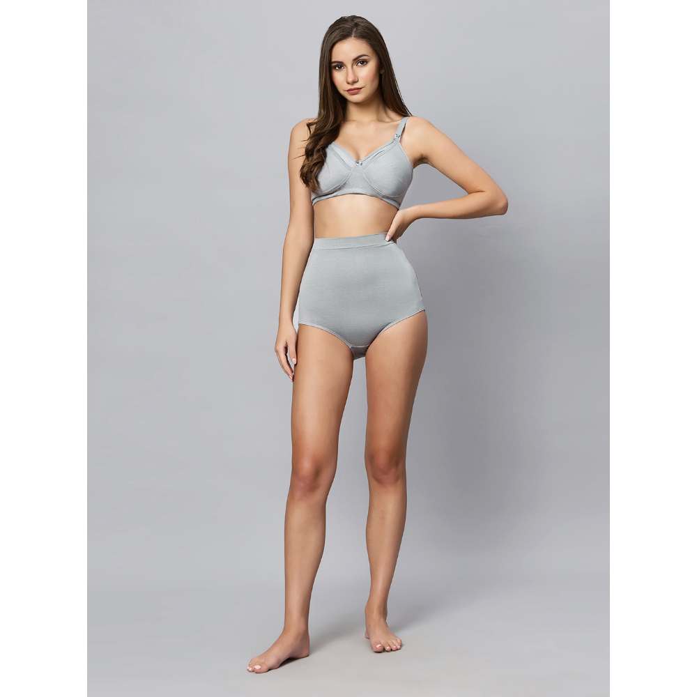 Tummy – 2pc-Set – Women Maternity Set Of Panty And Bra – Grey_XXL-XXXL