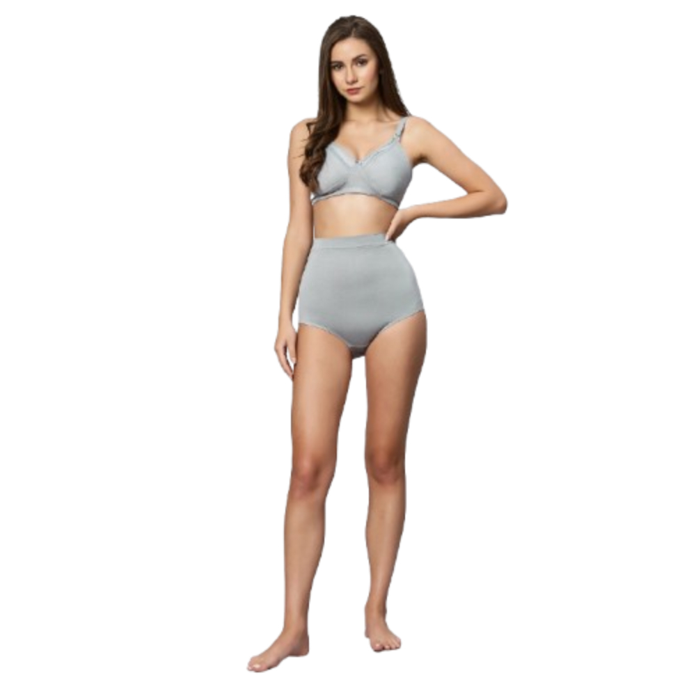 Tummy - 2pc-Set - Women High Waist Maternity Panty - Black/Grey_XL-2XL
