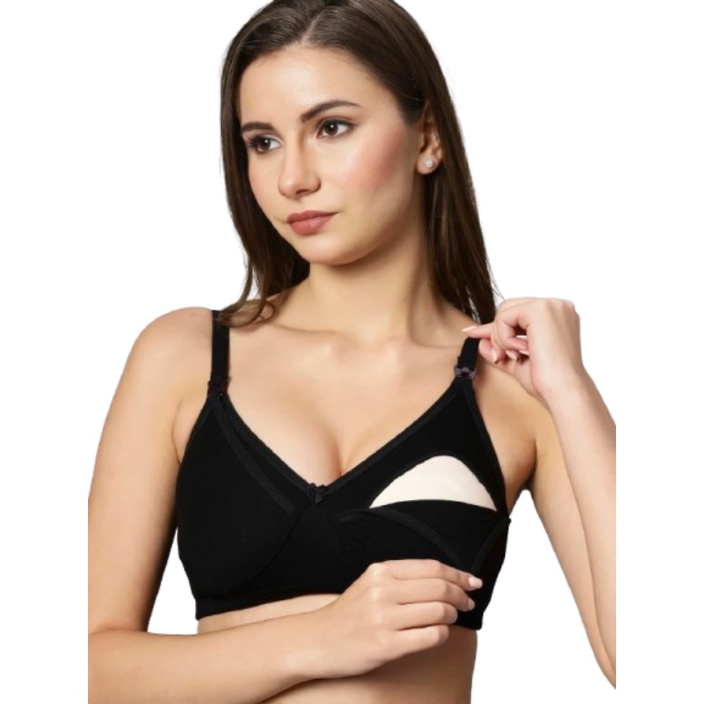 Tummy - Bamboo Cotton Maternity Nursing Bra - Black_S-M