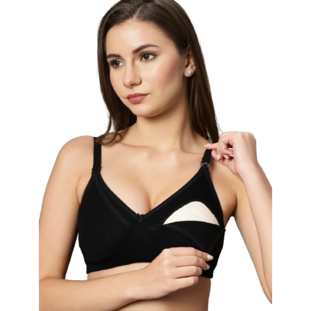 Tummy - Bamboo Cotton Maternity Nursing Bra - Black_XXL-XXXL