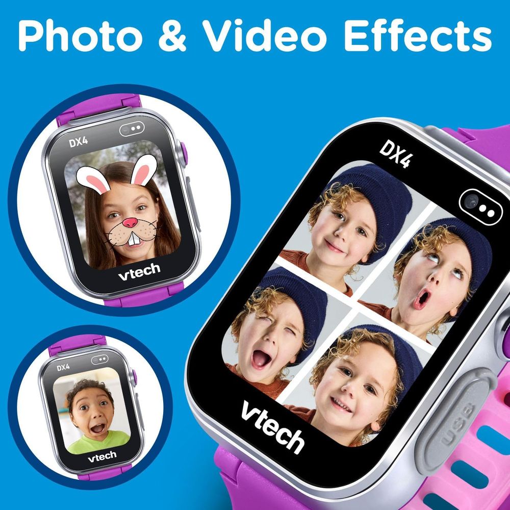 VTech – KidiZoom Smartwatch DX4 Purple – Camera & Games, Video Recorder, Voice Changer