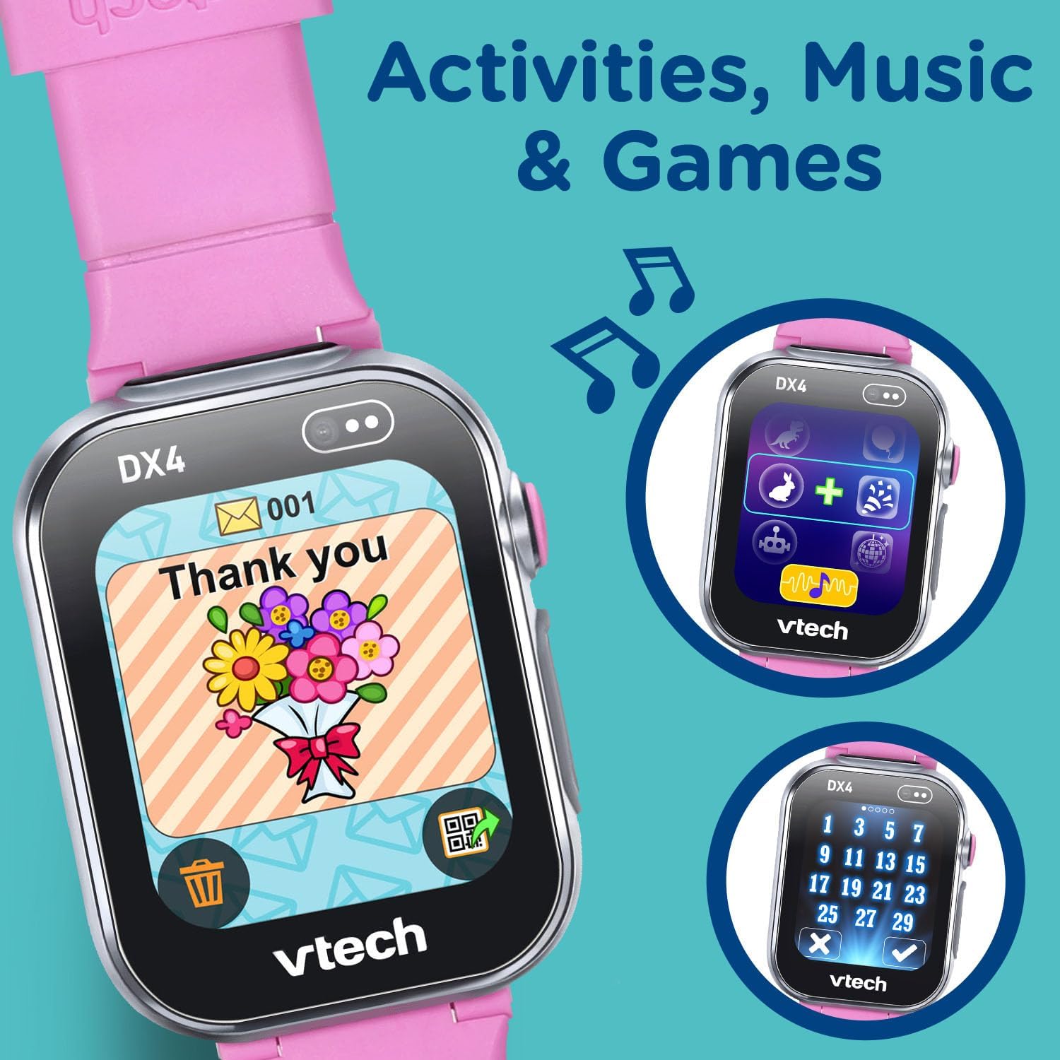 VTech – KidiZoom Smartwatch DX4 Pink – Camera & Games, Video Recorder, Voice Changer