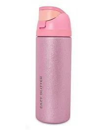 Eazy Kids Personalized Glitter Stainless Steel Water Bottle 720ml – Double Wall Insulated, Spout Lid, Leakproof - Pink