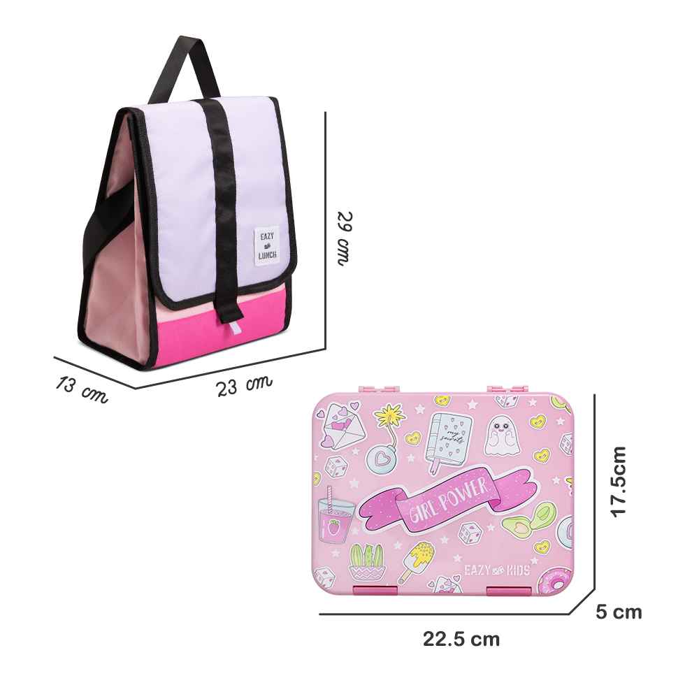 Eazy Kids – 5 & 4 Convertible Bento Lunch Box Set – Girl Power