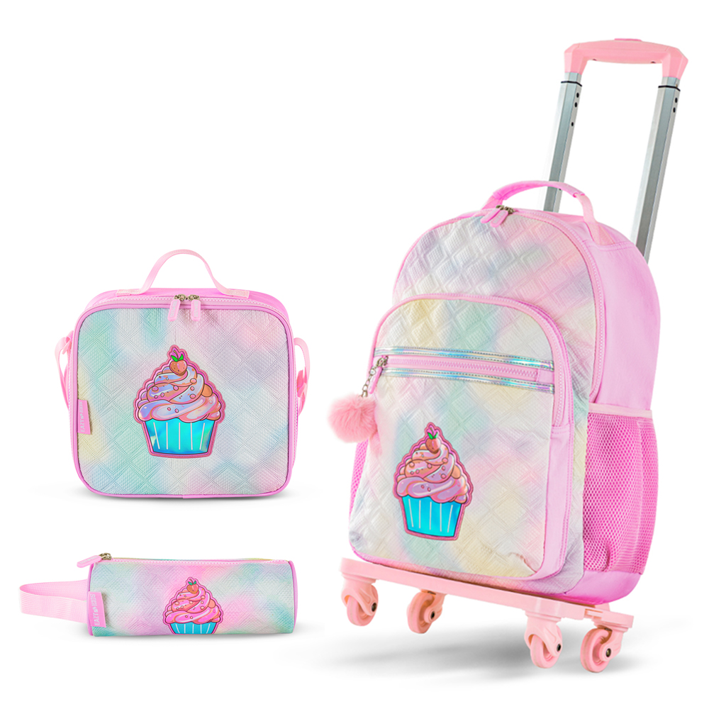 Eazy Kids – 17-Inch Backpack W/ Lunch Bag & Pencil Case – Set of 4 – Sugar Pop Pink