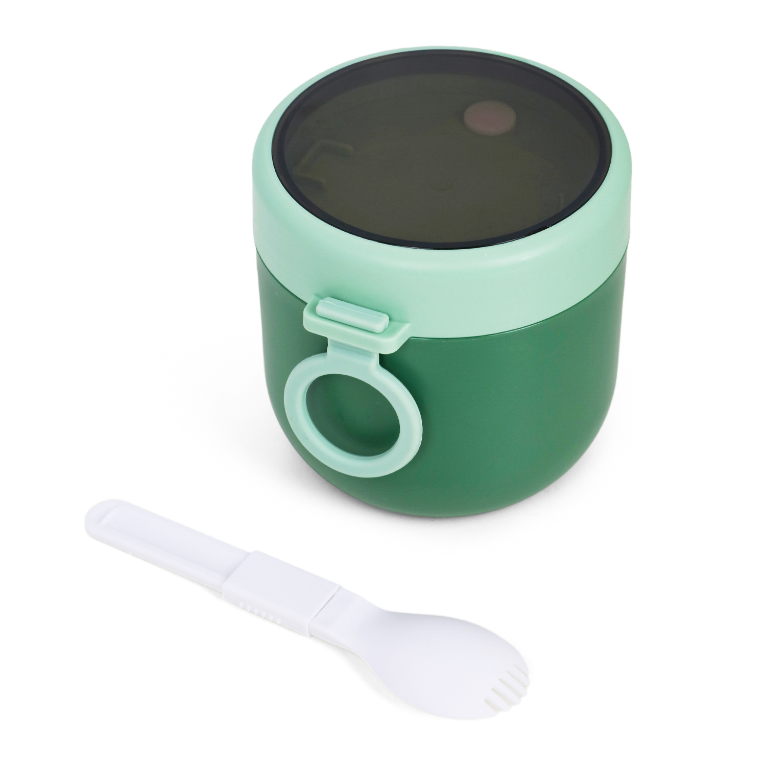 Eazy Kids - Steel Lunch Box with Folding Spoon- Green