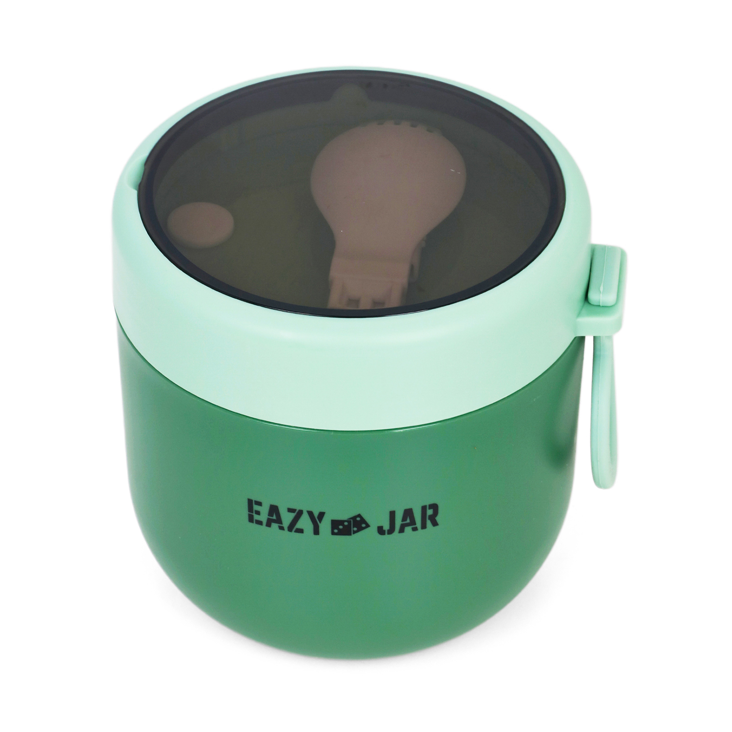 Eazy Kids - Steel Lunch Box with Folding Spoon- Green