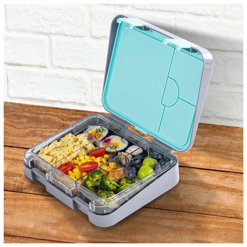 Eazy Kids – 6 & 4 Convertible Bento Lunch Box Set – T-Rex Grey