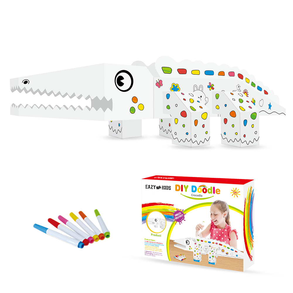 Eazy kids – DIY Doodle Coloring Kit with Set of 6 Sketch Pens – Crocodile