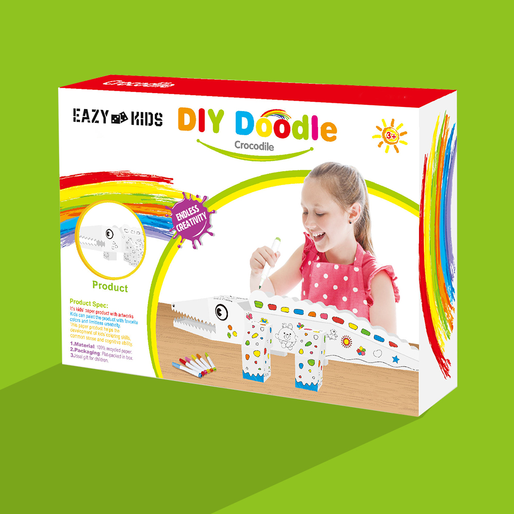 Eazy kids – DIY Doodle Coloring Kit with Set of 6 Sketch Pens – Crocodile