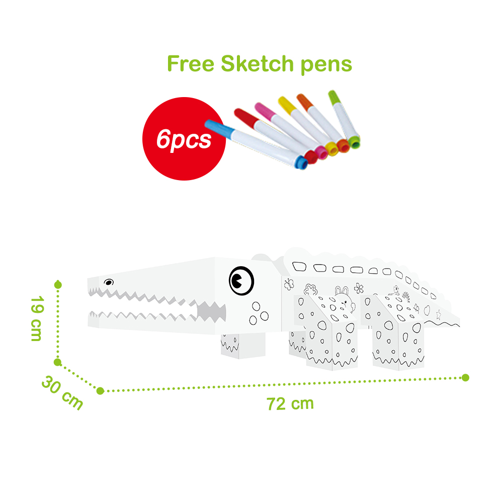 Eazy kids – DIY Doodle Coloring Kit with Set of 6 Sketch Pens – Crocodile