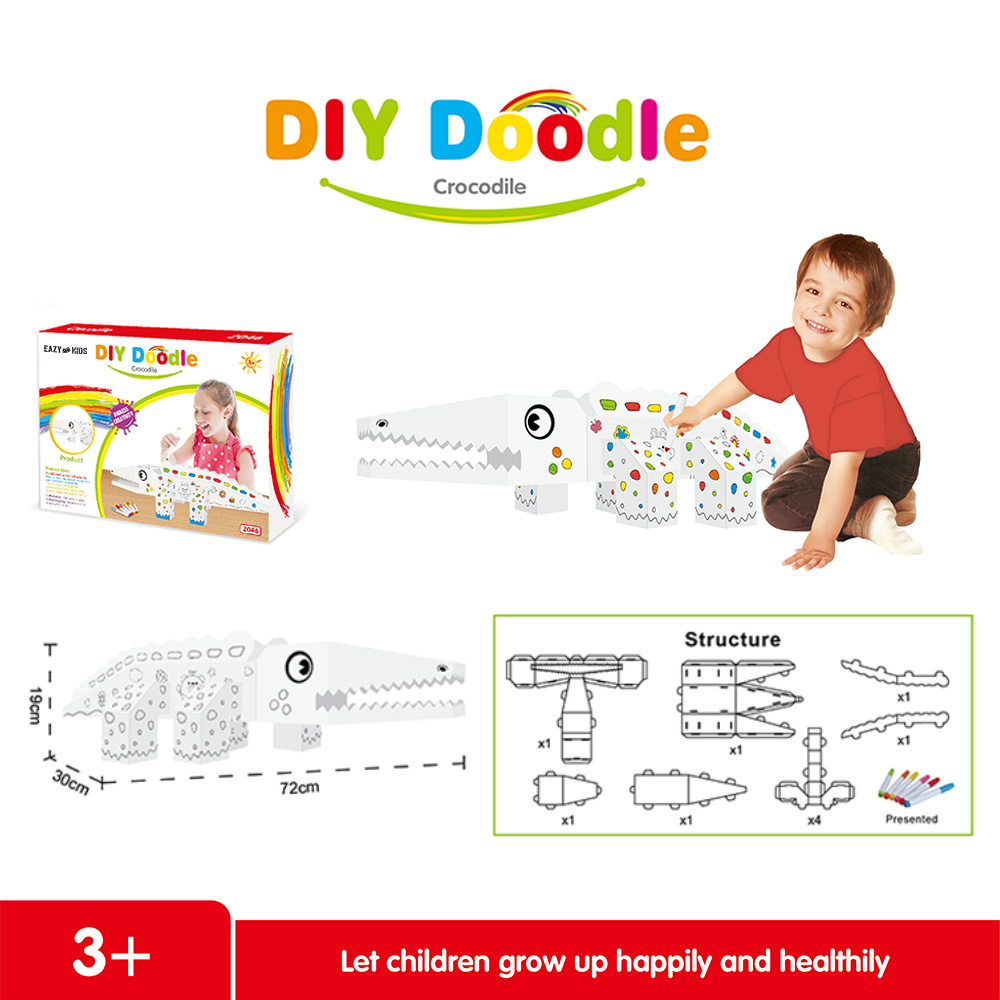 Eazy kids – DIY Doodle Coloring Kit with Set of 6 Sketch Pens – Crocodile