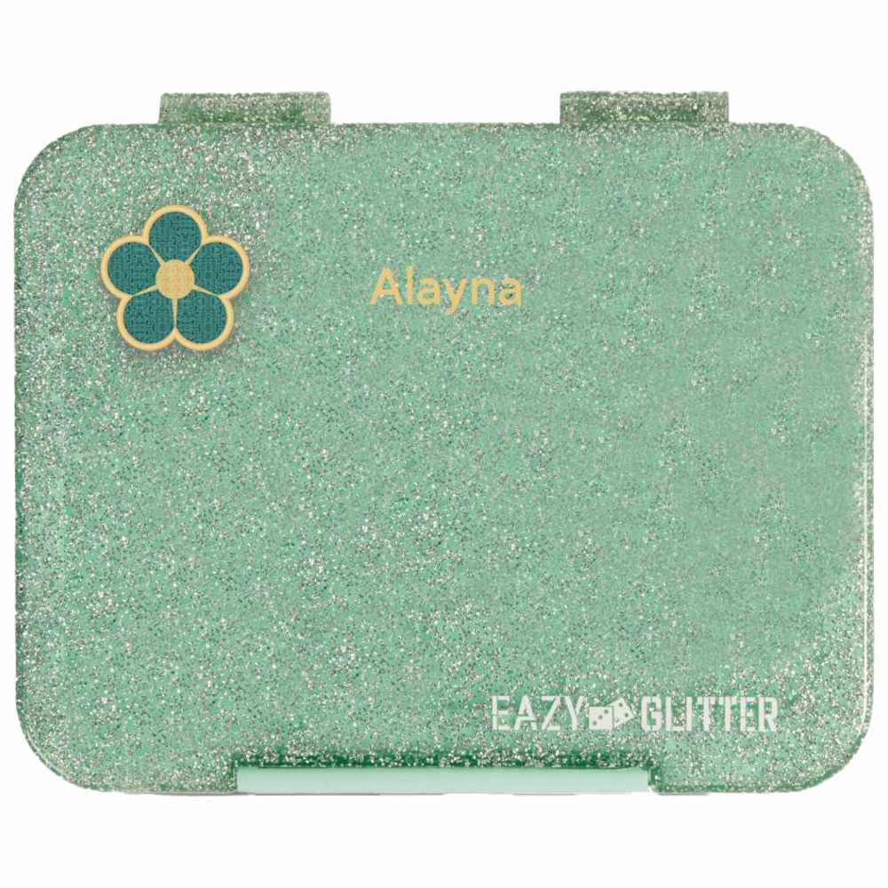 Eazy Kids – 6 & 4 Convertible Bento Lunch Box – Glitter Green b-1442070