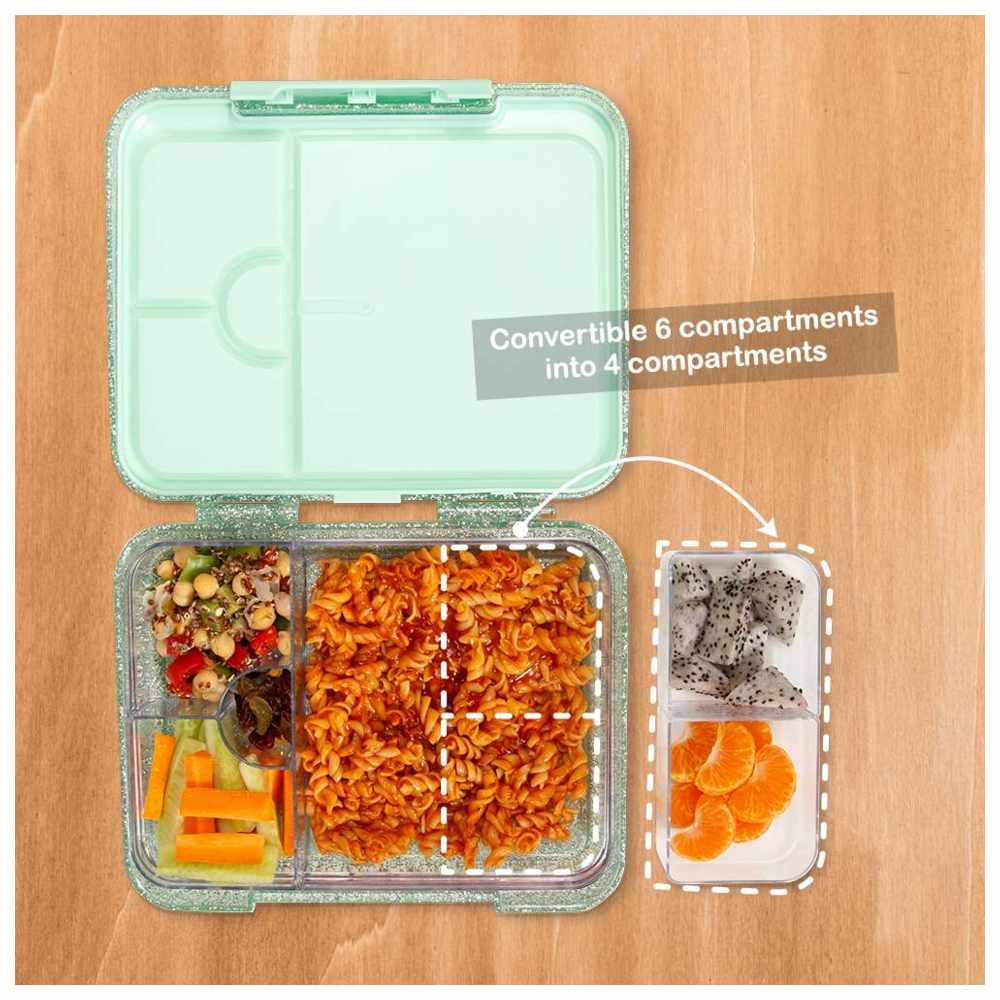 Eazy Kids – 6 & 4 Convertible Bento Lunch Box – Glitter Green b-1442070