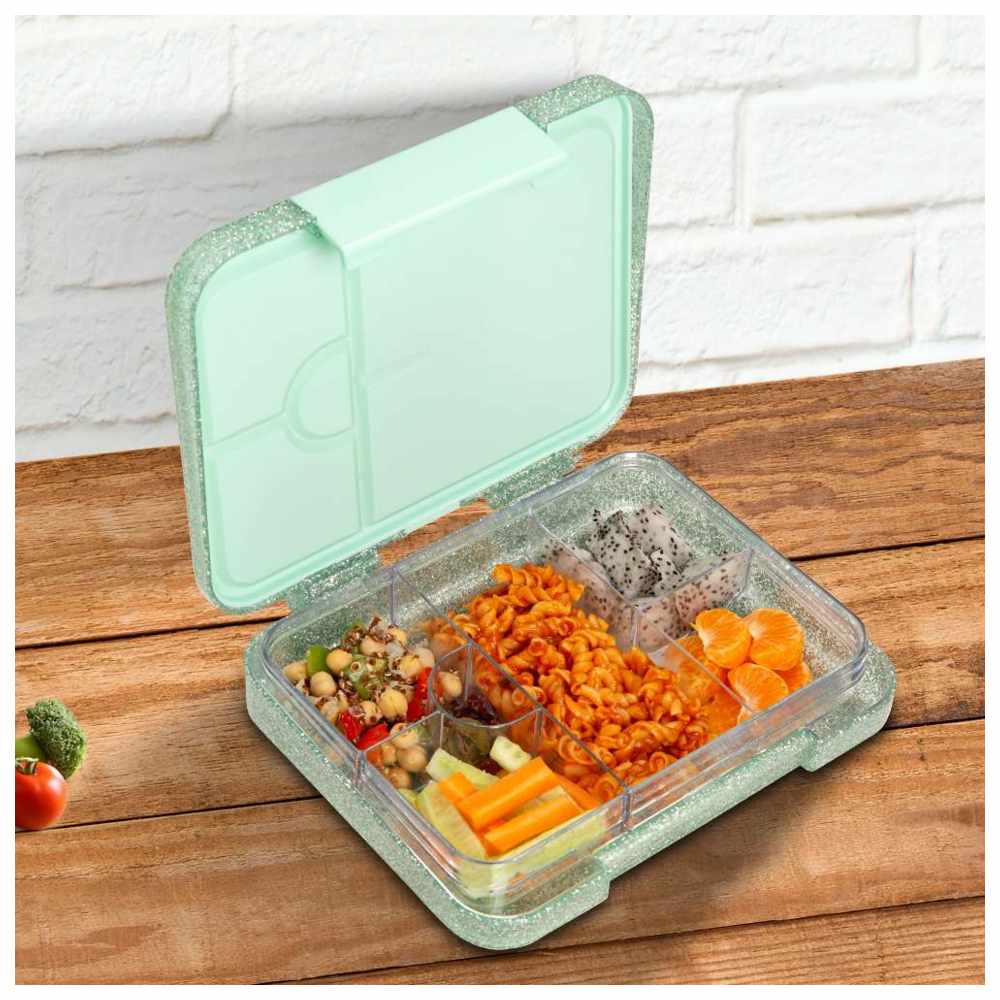 Eazy Kids – 6 & 4 Convertible Bento Lunch Box – Glitter Green b-1442070