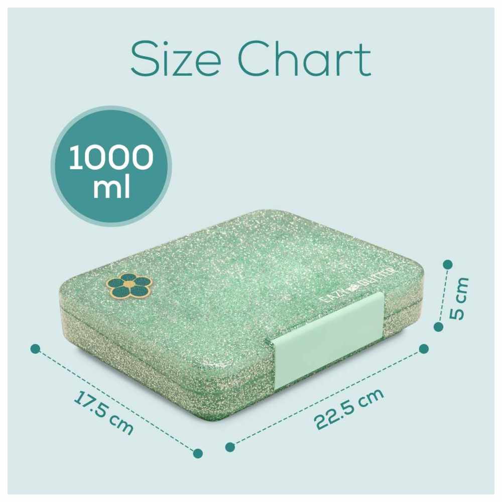 Eazy Kids – 6 & 4 Convertible Bento Lunch Box – Glitter Green b-1442070