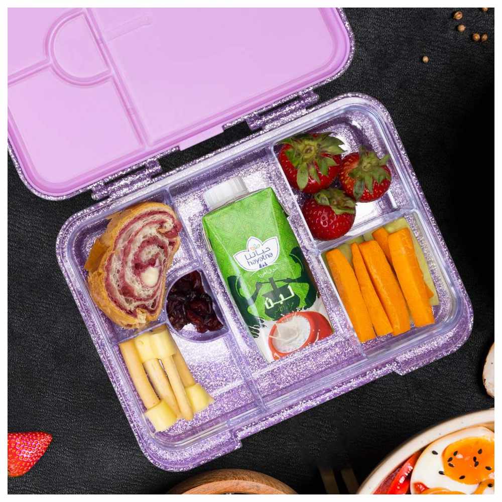 Eazy Kids 6 & 4 Convertible Bento Lunch Box – Glitter Purple
