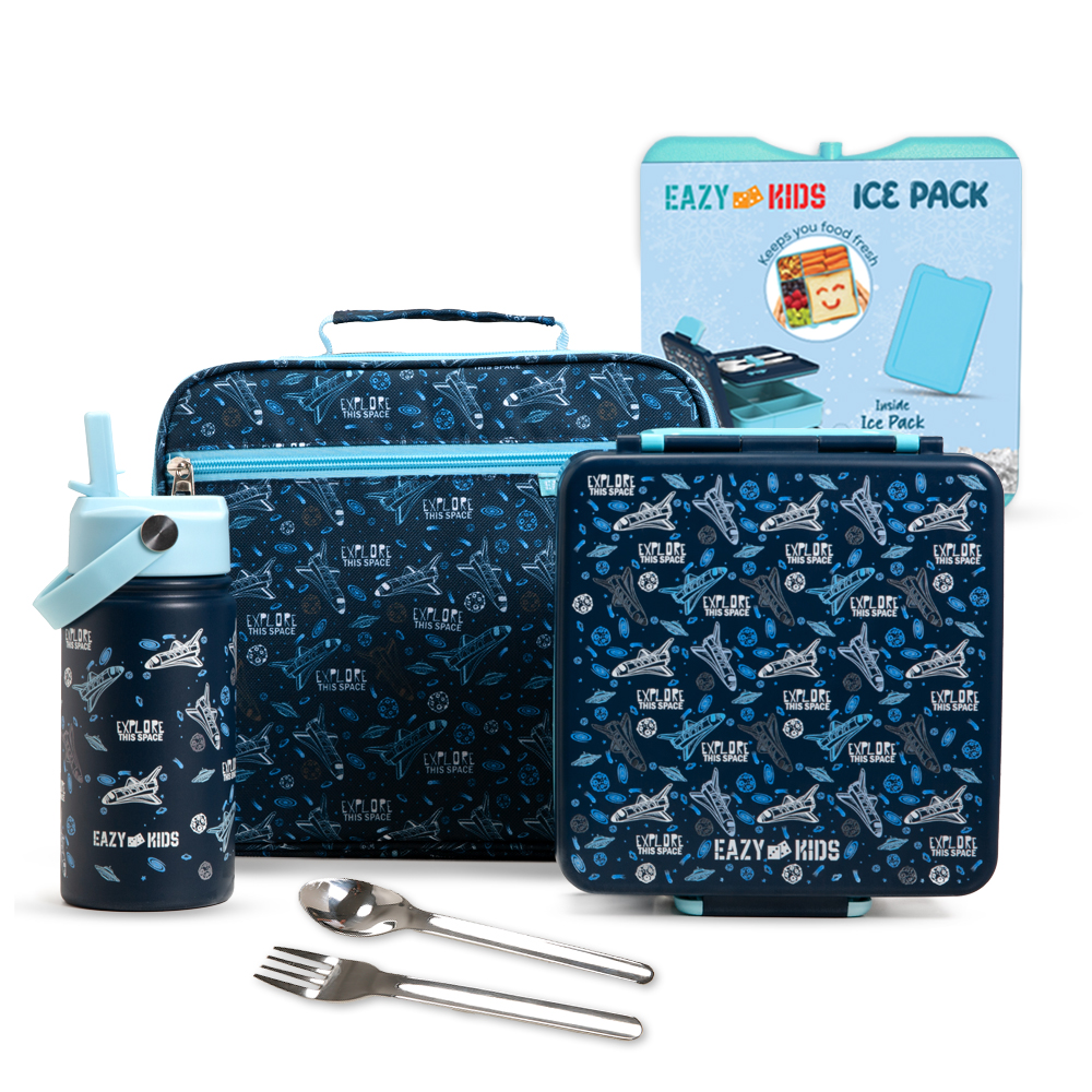 Eazy Kids – Jumbo Bento Lunch Box Set With Insulated Lunch Bag – Aircraft