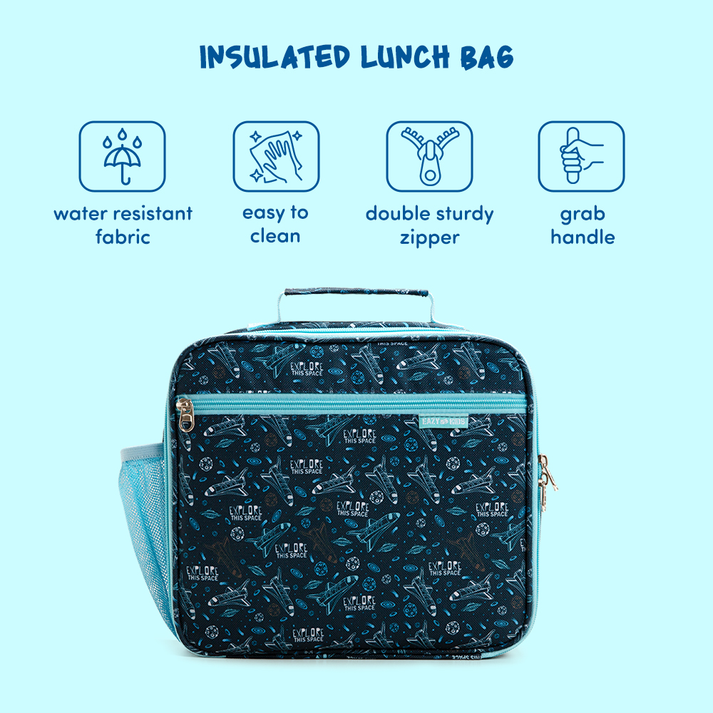 Eazy Kids – Jumbo Bento Lunch Box Set With Insulated Lunch Bag – Aircraft