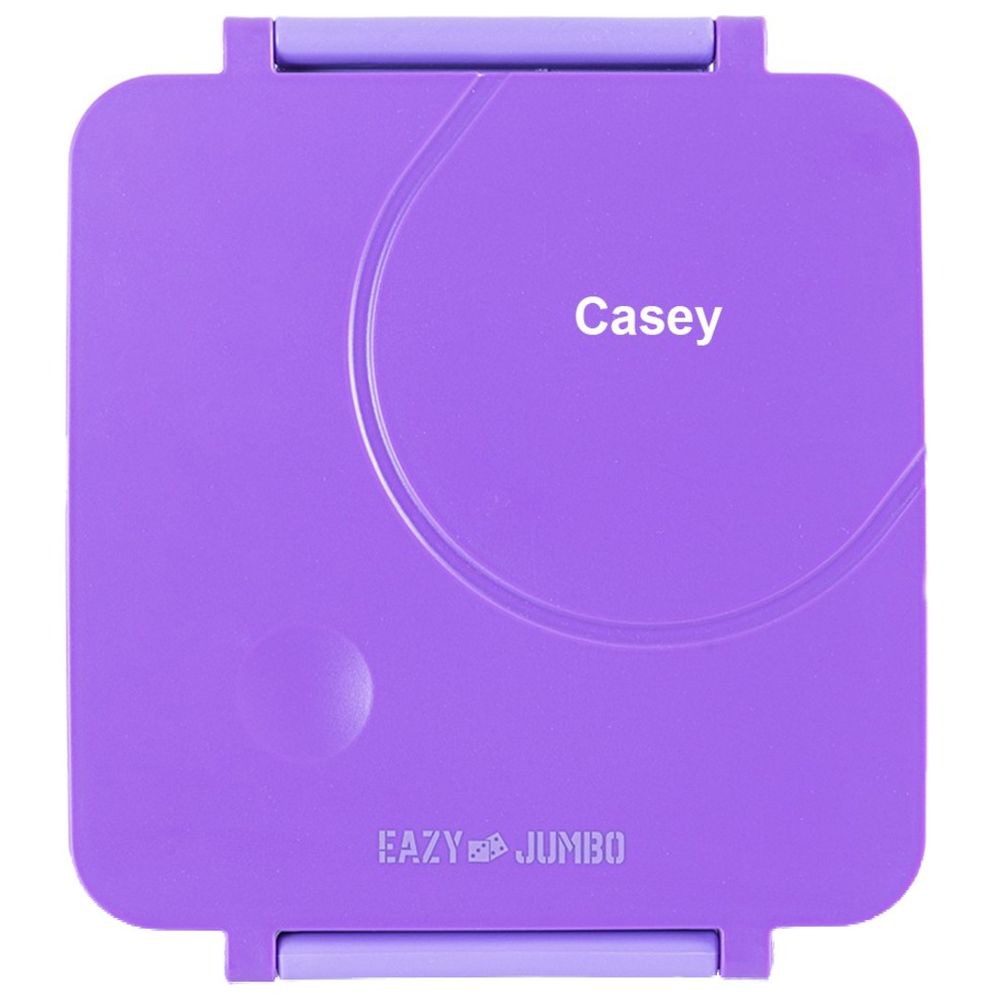 Eazy Kids Personalized 3/4 Jumbo Lunch Box w/Bowl, Spoon & Fork - Purple