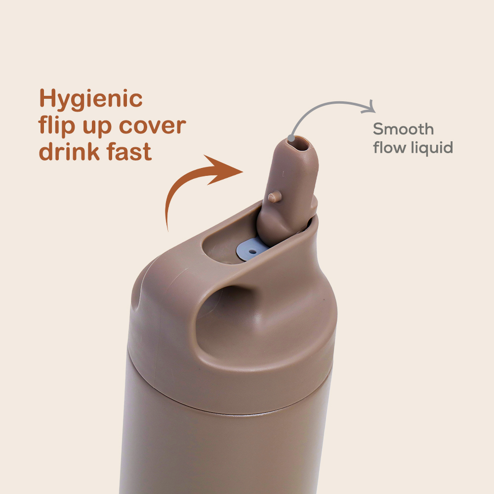Eazy Kids - Double Wall Insulated Sports Water Bottle - Khaki, 550ml