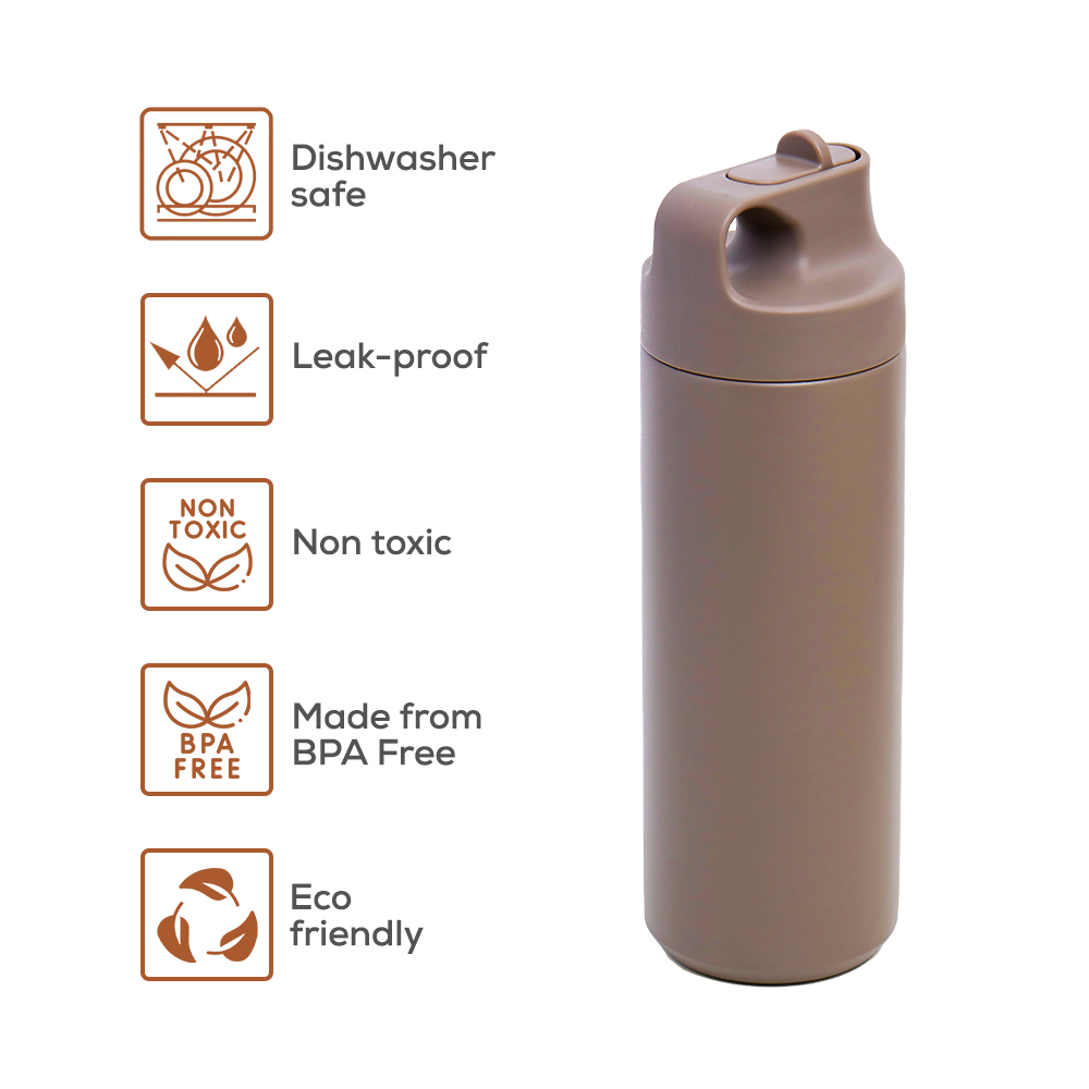 Eazy Kids – Double Wall Insulated Sports Water Bottle – Khaki, 550ml