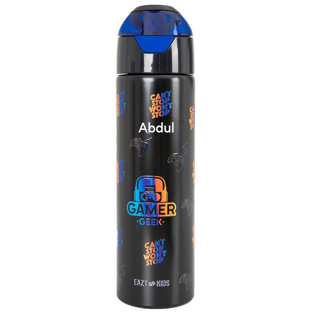 Eazy Kids Personalized - Insulated Stainless Steel Water Bottle w/Spray , Gamer 640ml Black