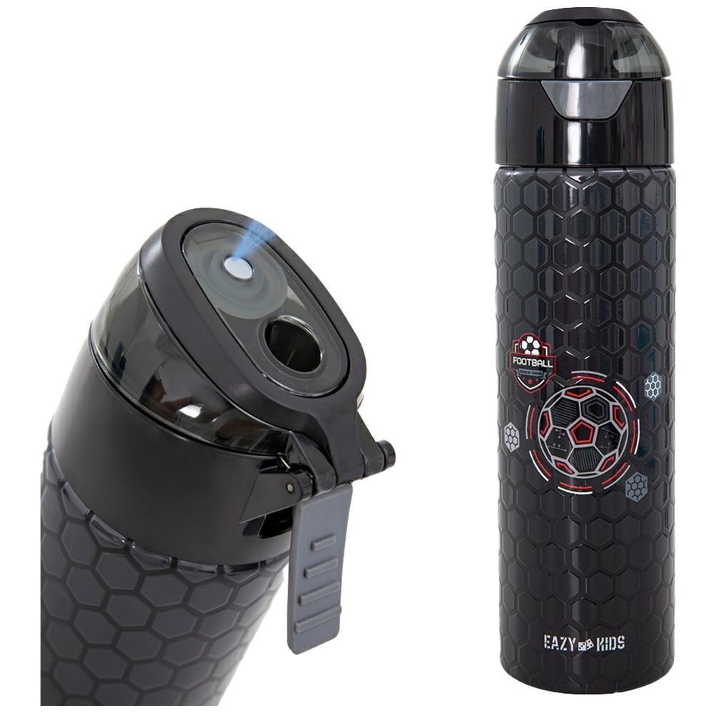 Eazy Kids Personalized - Insulated Stainless Steel Water Bottle w/Spray, Football 640ml - Black