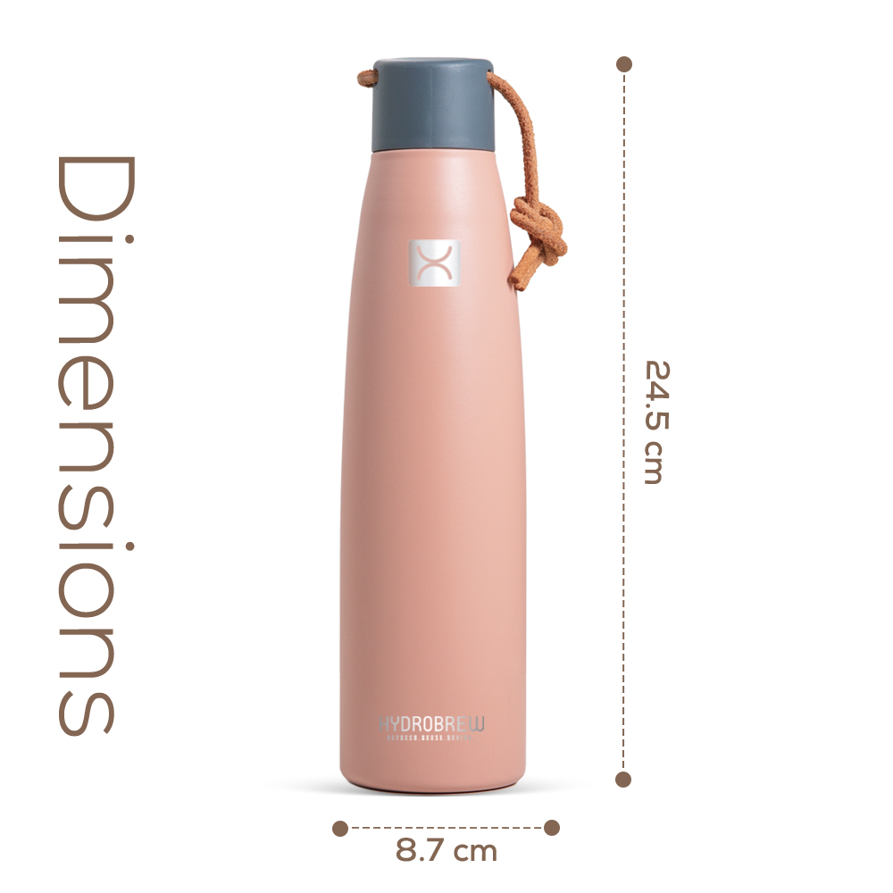 Hydrobrew – Vacuum Insulated Water Bottle – 500ml – Pink