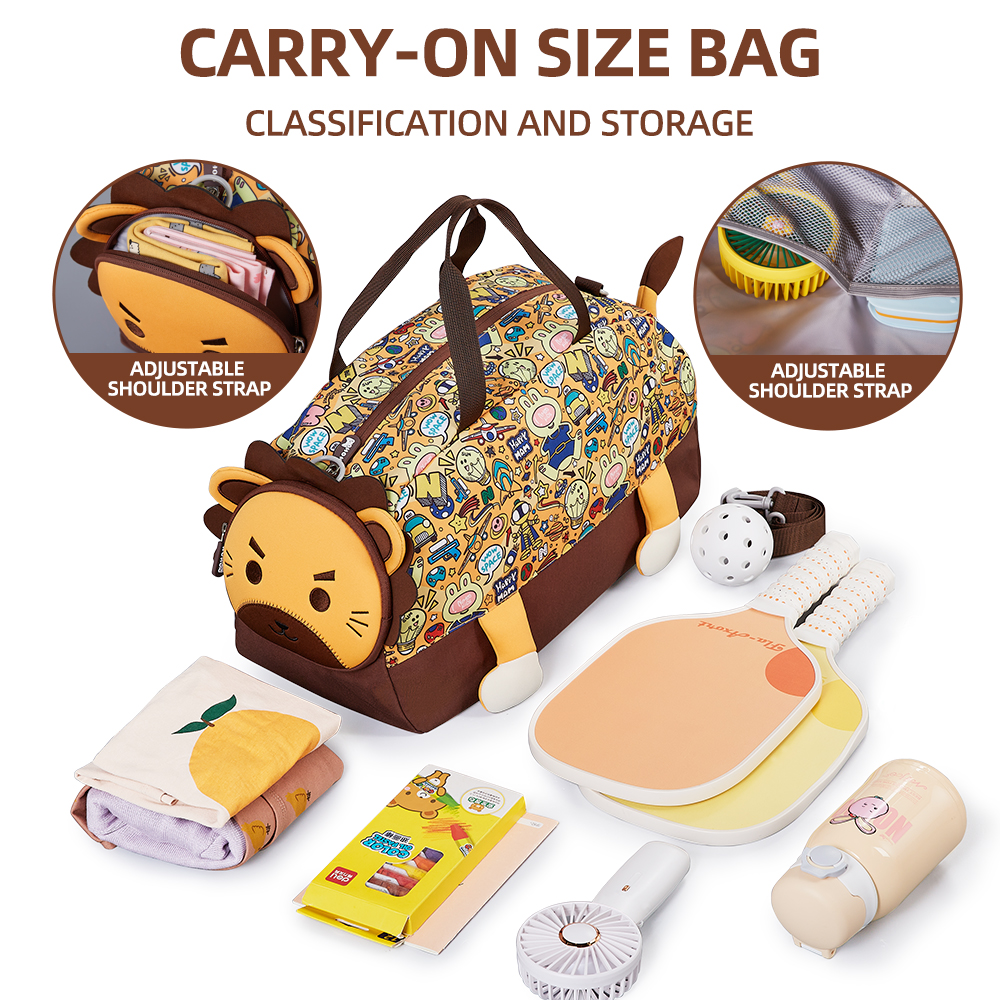 Nohoo – 3D Cute Lion Kids Duffle Bag/Activity Bag – Brown, 18 Inch