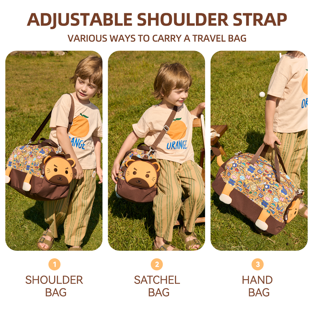 Nohoo – 3D Cute Lion Kids Duffle Bag/Activity Bag – Brown, 18 Inch