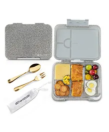 Eazy Kids – 6 & 4 Convertible Bento Lunch Box Set – T-Rex Grey