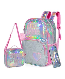 Eazy Kids-18" School Bag Lunch Bag Pencil Case Set of 3 Girl Power - Pink