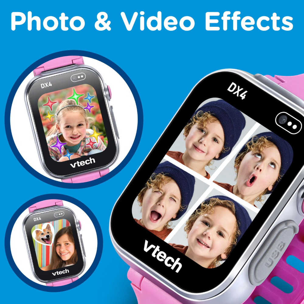 VTech - KidiZoom Smartwatch DX4 Pink - Camera & Games, Video Recorder, Voice Changer