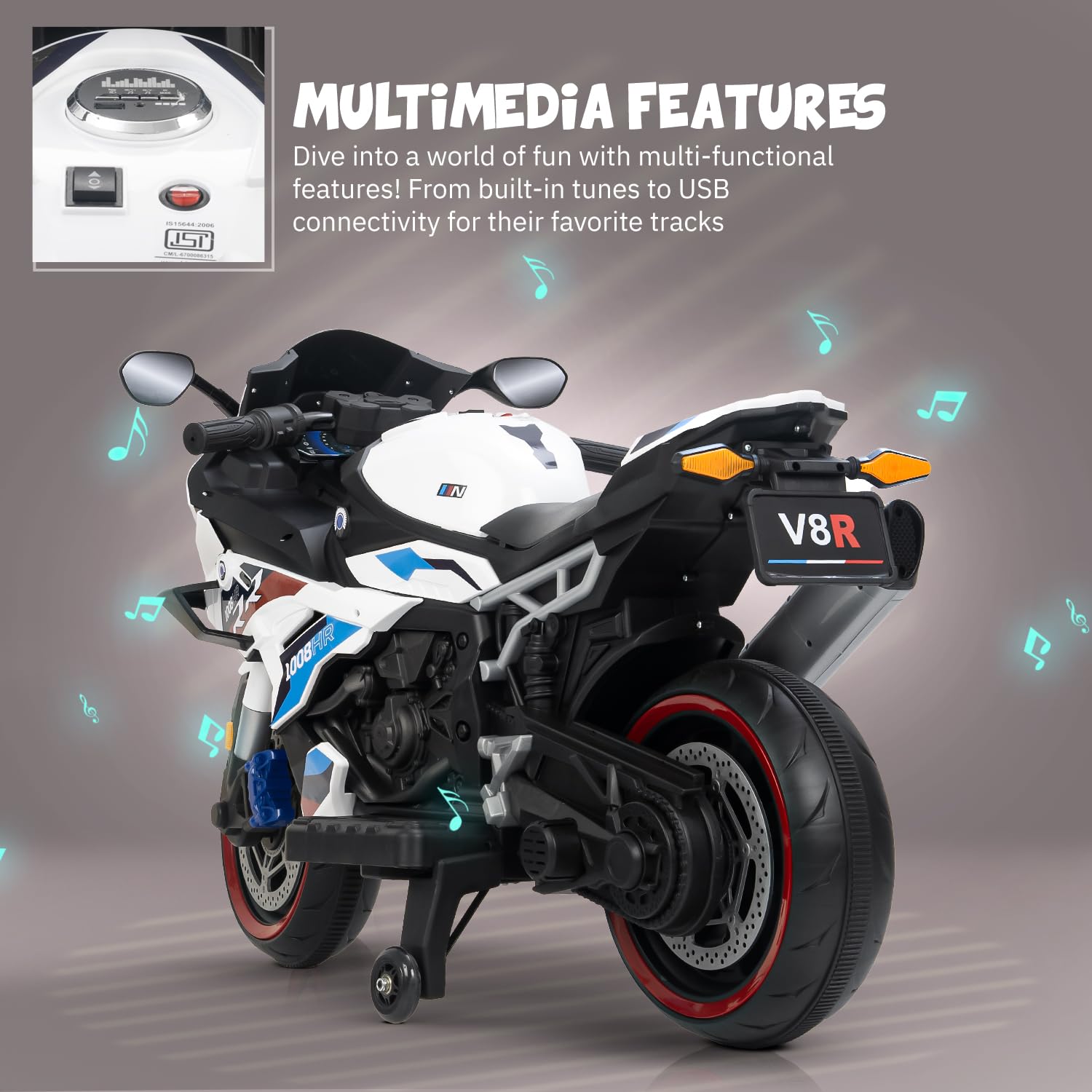 Megastar - Megastar Kids Electric Superbike Ride-On 12V Dual Motor, Led Lights