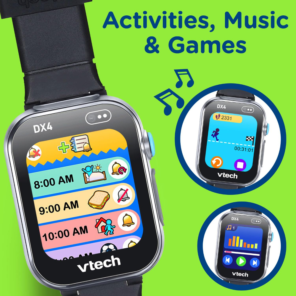 VTech – KidiZoom Smartwatch DX4 Black – Camera & Games, Video Recorder, Voice Changer