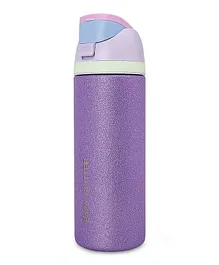 Eazy Kids Personalized Glitter Stainless Steel Water Bottle 720ml – Double Wall Insulated, Spout Lid, Leakproof - Purple