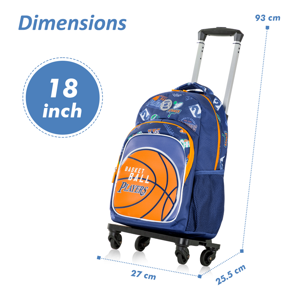 Eazy Kids – 18Inch- Set of 4 Backpack w/ Water Bottle, Lunch Bag and Pencil Case – Basket Ball