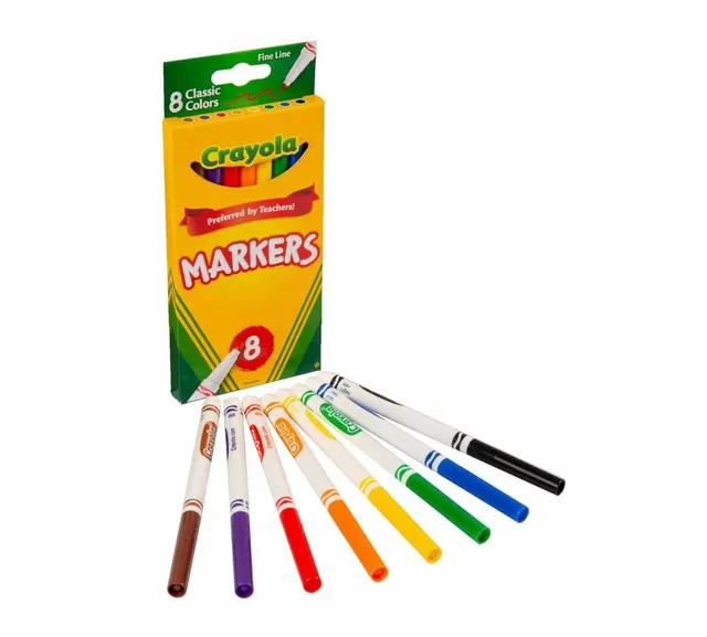 Crayola - Original Marker Set, Fine Tip, Assorted Classic Colors, Set of 8