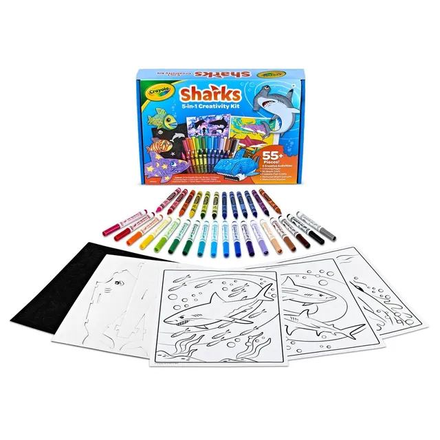 Crayola - Sharks 5-in-1 Creativity Kit – Ocean-Themed Art Set with Crayons