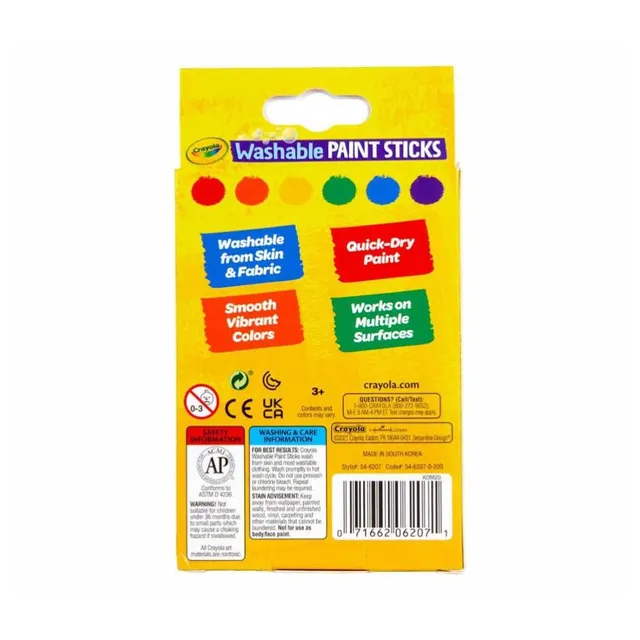 Crayola - Washable Paint Sticks, Kids Paint Set, 6 Count