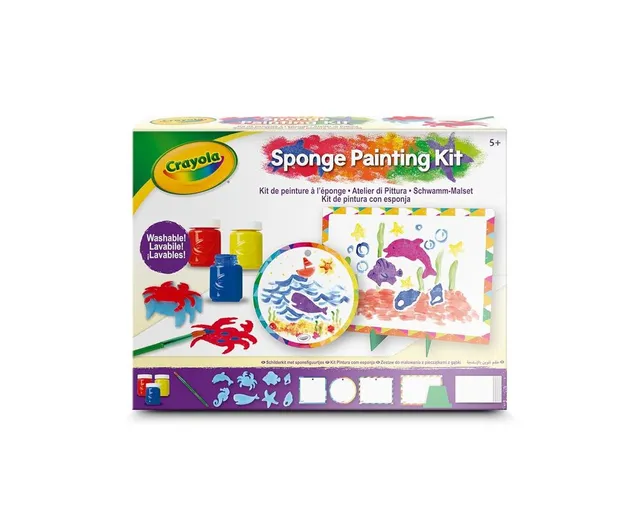 Crayola - Washable Tempera Paint Art Set for Kids – Creative Painting Kit with Sponges, Frames & Brush