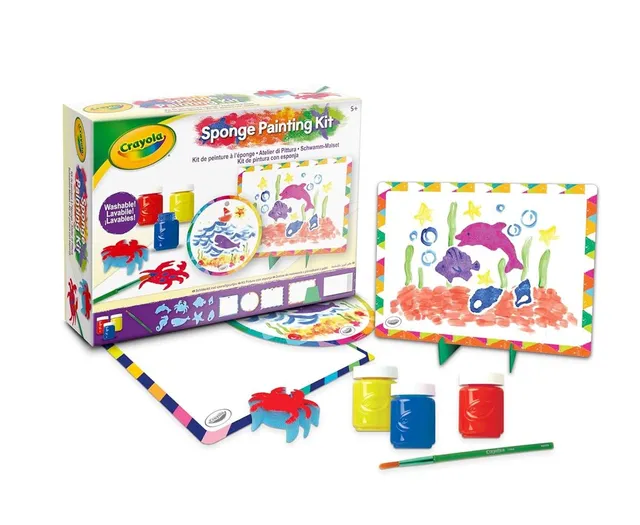 Crayola - Washable Tempera Paint Art Set for Kids – Creative Painting Kit with Sponges, Frames & Brush