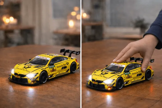 D-Power – 1:32 Die-Cast BMW M4 DTM 2017 Deutsche Post #16 Race Car with Lights & Sound